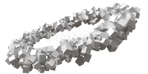 Random sized cubes rotating in eliptic orbit. イラスト素材