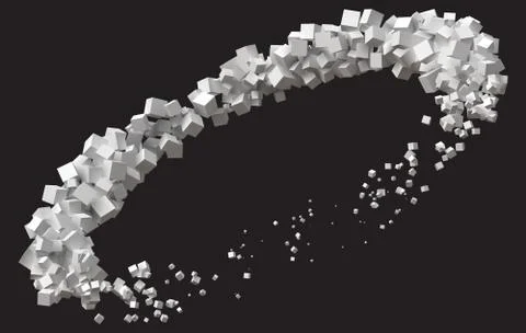 Random sized cubes rotating in eliptic orbit. 스톡 일러스트