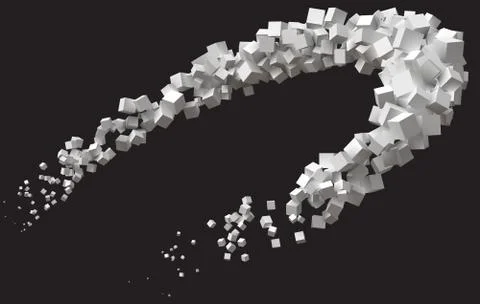Random sized cubes rotating in eliptic orbit. Stock Illustration