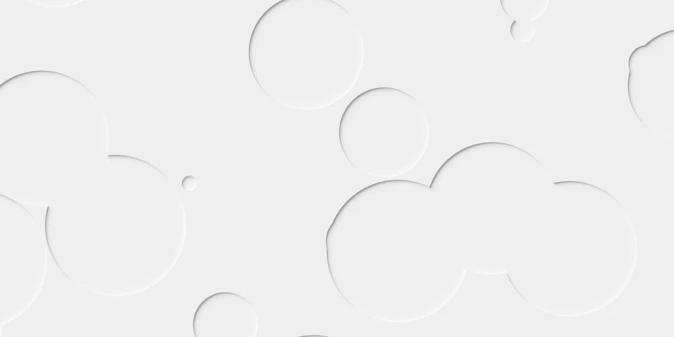 Random sized large white inset circles or cylinders geometry objects backgr.. Ilustración de archivo