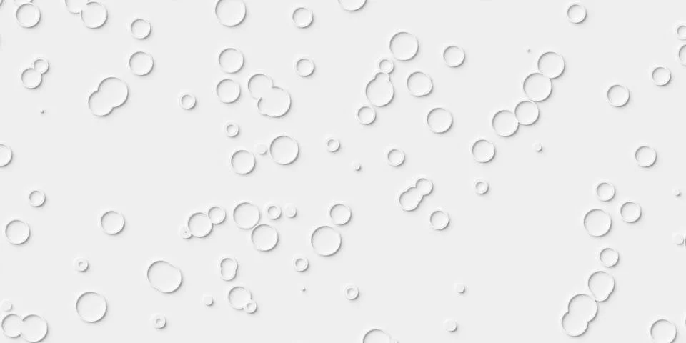 Random sized small scattered white offset circles or rings geometry objects.. Stock Illustration