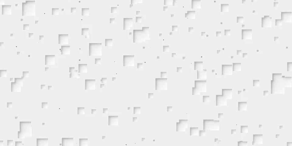 Random sized small white inset squares or cubes geometry objects background.. Stock Illustration