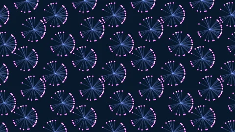 Random small circles pattern with blue lines and yellow dots Stock Footage 195535516