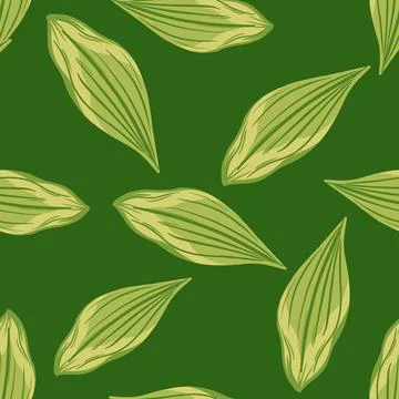 Random spring seamless pattern with hand drawn leaf silhouettes ornament. Gre イラスト素材