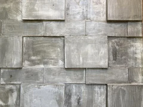 The random square shape of the old grey cement wall Stock Photos