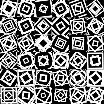 Random squares seamless geometric texture. Monochrome abstract background, pa Illustrazione stock