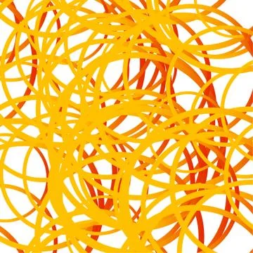 Random squiggle lines, intersecting random circles. Scribble, tangled lines p イラスト素材