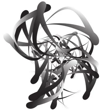 Random squiggly, curvy lines, abstract monochrome illustration. Overlapping t Stock-Illustration
