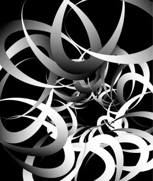 Random squiggly, curvy lines, abstract monochrome illustration. Overlapping t Illustrazione stock