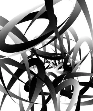 Random squiggly, curvy lines, abstract monochrome illustration. Overlapping t Stock Illustration