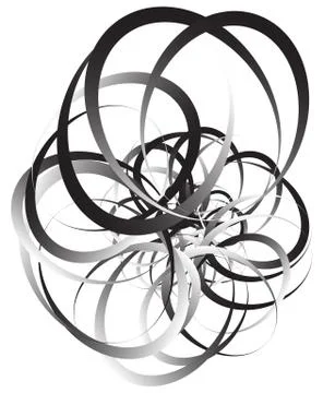 Random squiggly, curvy lines, abstract monochrome illustration. Overlapping t Stock Illustration