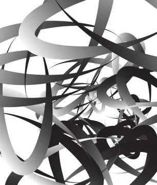 Random squiggly, curvy lines, abstract monochrome illustration. Overlapping t Illustrazione stock