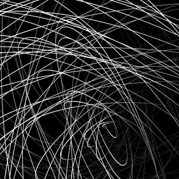 Random squiggly, squiggle intersecting lines in chaotic style. Abstract monoc Stock Illustration
