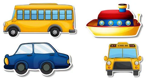 Random stickers with transportable vehicle objects Illustrazione stock