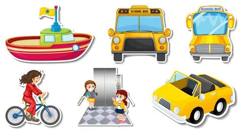 Random stickers with transportable vehicle objects イラスト素材