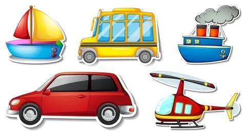 Random stickers with transportable vehicle objects Stock Illustration