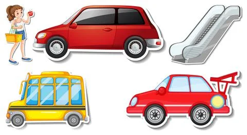 Random stickers with transportable vehicle objects Stock Illustration