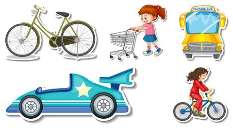 Random stickers with transportable vehicle objects イラスト素材