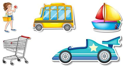 Random stickers with transportable vehicle objects Stock Illustration