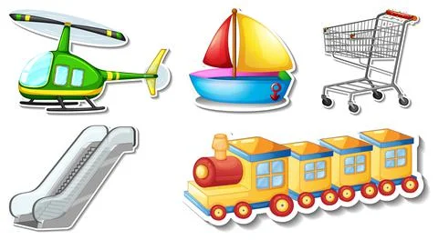 Random stickers with transportable vehicle objects イラスト素材