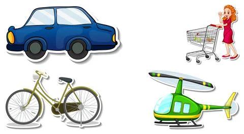 Random stickers with transportable vehicle objects 스톡 일러스트