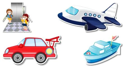 Random stickers with transportable vehicle objects イラスト素材