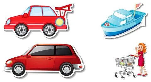 Random stickers with transportable vehicle objects Stock Illustration