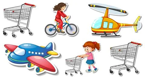Random stickers with transportable vehicle objects 스톡 일러스트