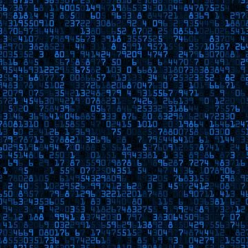 Random symbols seamless pattern. Blue numbers on black background イラスト素材