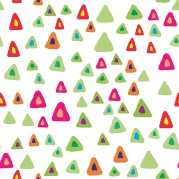 Random triangle shapes seamless pattern on white background. Illustrazione stock