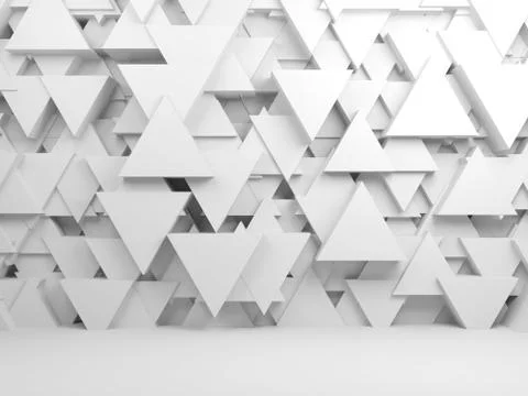 Random triangles installation on front wall Illustrazione stock