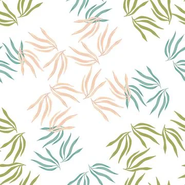 Random tropical leaves semless pattern. Abstract summer tropic leaf Stock Illustration