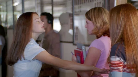 Random views of students in a high school hallway during a passing break Stock Footage 59533550