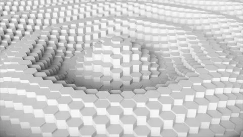 Random waving motion abstract background from hexagon geometric surface loop: Illustrazione stock