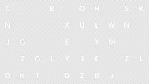 Random white capital letters flash chaotically on a stark black background, crea Stock Footage 311747296