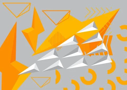 Random White, Gray and Orange, Yellow colored geometrical graphic minimal b.. Stock Illustration