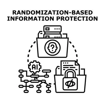 Randomization based information protection concept vector illustration Stock Illustration