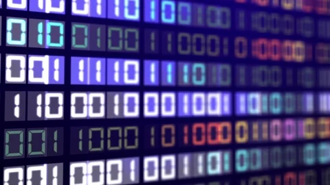 Randomized Binary Digits (30fps). Random binary 1s and 0s flicker and cycle on Stock Footage 95837041