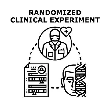 Randomized clinical experiment studying medical research data Stock Illustration