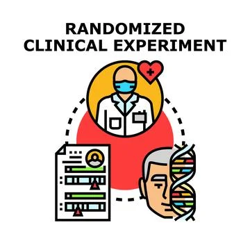 Randomized clinical experiment studying medical research data Stock Illustration