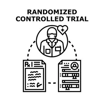 Randomized controlled trial concept with researcher and documents Illustrazione stock