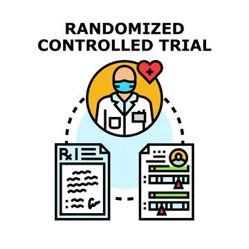Randomized controlled trial concept with researcher and documents Illustrazione stock