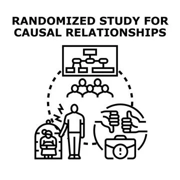 Randomized study for causal relationships analysis concept 库存插图