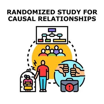 Randomized study for causal relationships analysis concept Stock Illustration