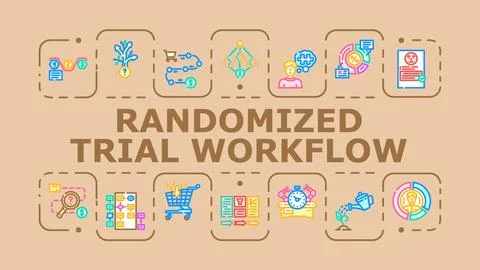Randomized trial workflow banner icon vector illustration Illustrazione stock