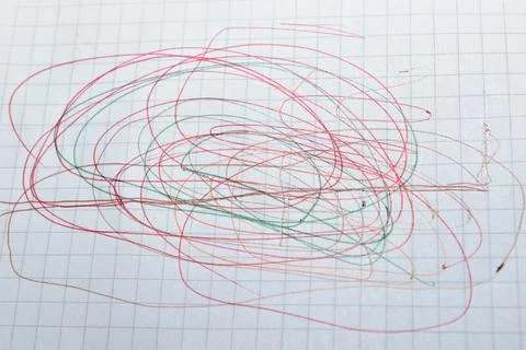 Randomly applied lines on a sheet. Stock Photos