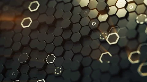 Randomly arranged hexagons seamless loop 3D render animation Stock Footage 165648632