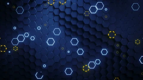 Randomly arranged hexagons seamless loop 3D render animation Stock Footage 171117146