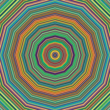 Randomly arranged regular twelve-sided concentric dodecagons ideal as a che.. Illustrazione stock