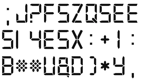 Randomly Changing Alphanumeric Black Digital Characters in 3 Rows on White bg Stock Footage 282485810